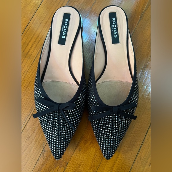 Rochas rhinestone mule flats. Size 40. - Picture 1 of 7